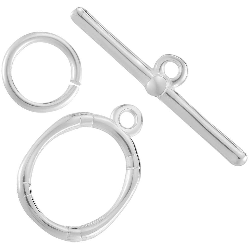 Sterling Silver Ring - Brass Toggle Clasps with Brass Jump