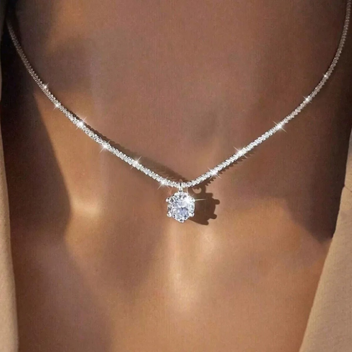 Crystal Choker Necklace - Best Selling S925 Silver Moissanite Necklace