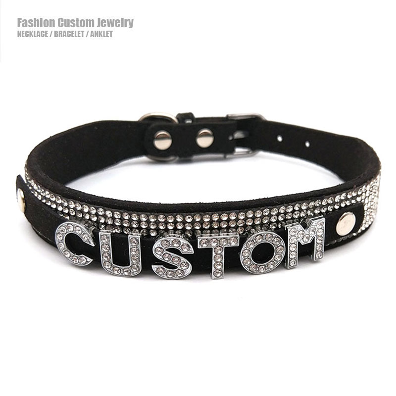Crystal Choker Necklace - Sáng Bóng Rhinestone Chữ Tùy Chỉnh