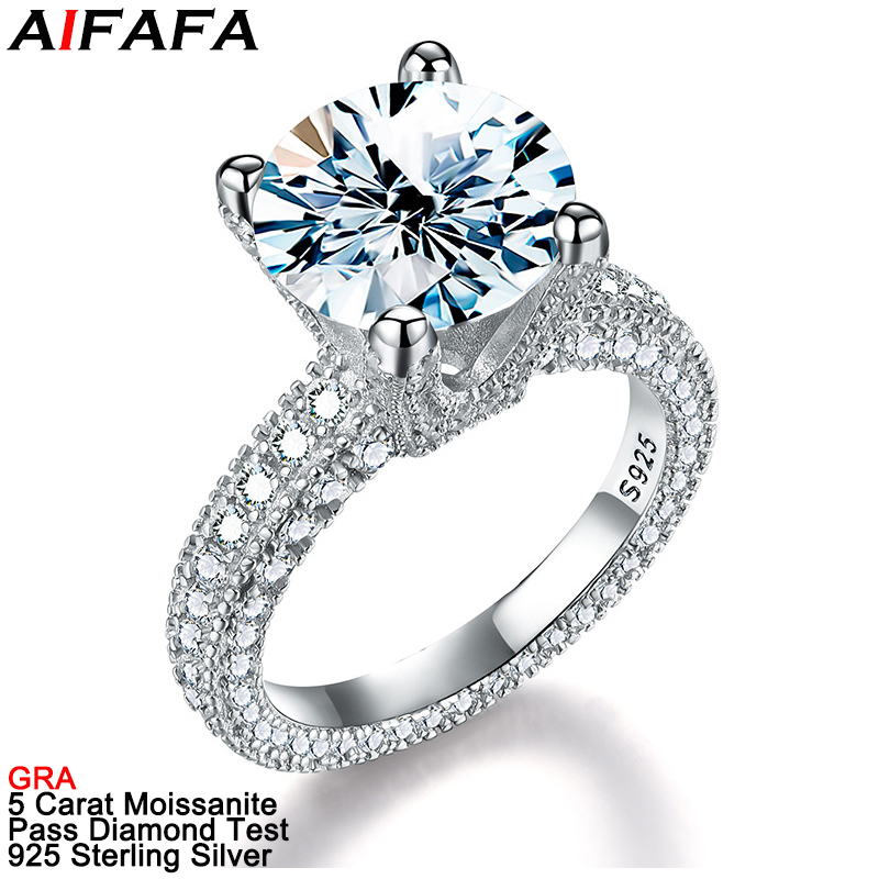 5 Carat Real Moissanite Diamon - đánh giá và giá Sterling Silver Ring