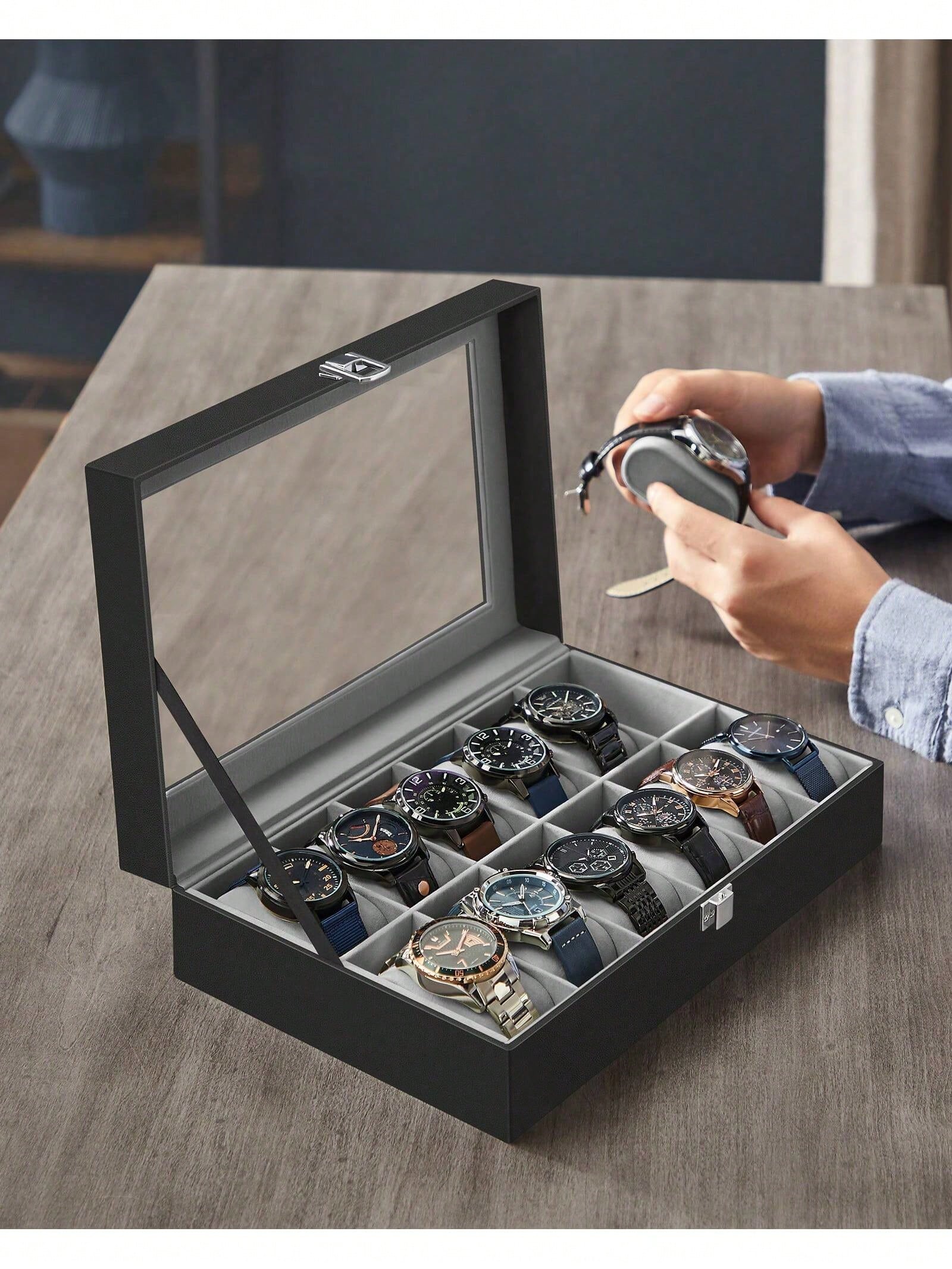 12-Slot Lockable Watch Box wit - đánh giá và giá Jewels On Watches